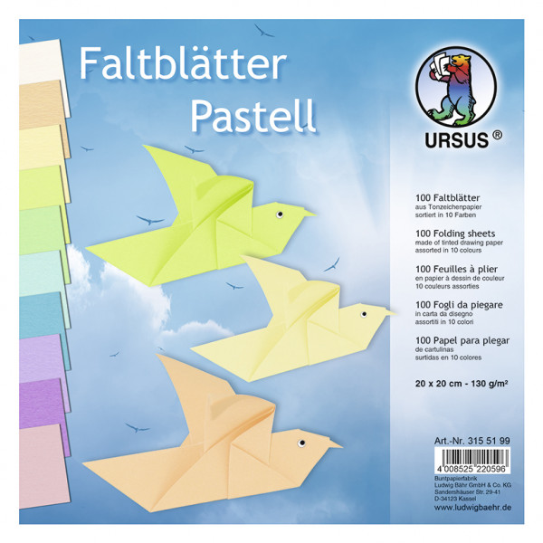 Faltblätter -pastell- 20x20cm 100 Blatt