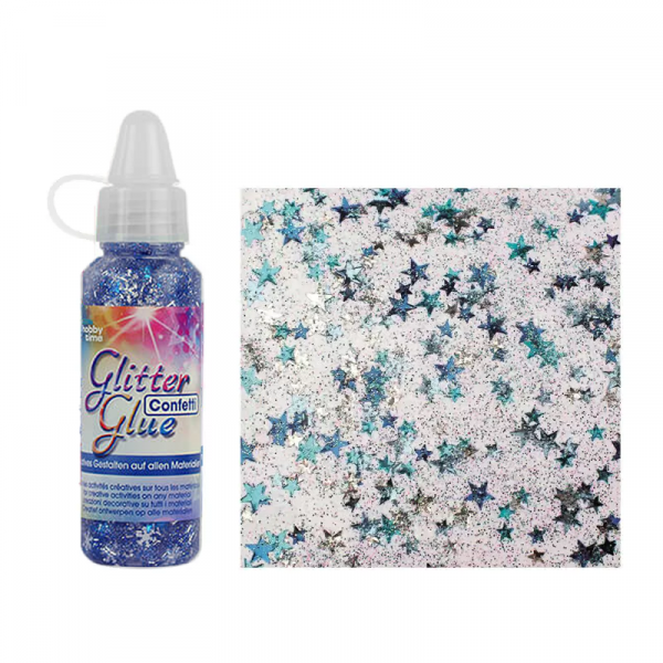 Konfetti-Glitter-Glue 53ml -blaue Sterne-
