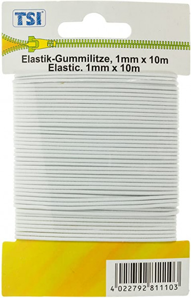 Gummi-Kordel 1 mm : 10 m weiß