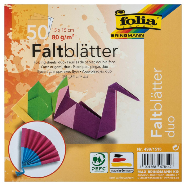 Duo-Color-Faltblätter 15x15 cm, 50 Blatt