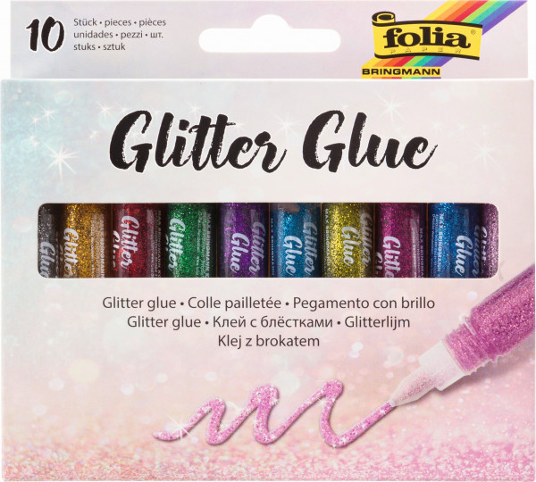 Glitter Glue, Klebestifte mit Glitzer, 10 Stifte sortiert