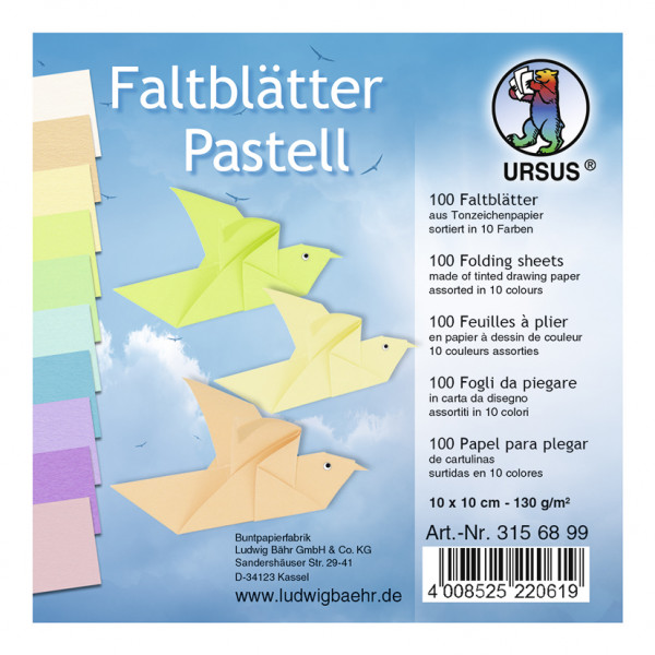 Faltblätter -pastell- 10x10cm 100 Blatt