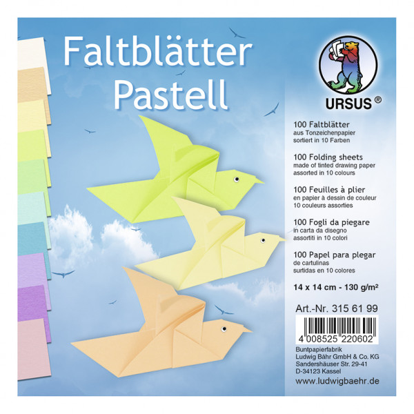 Faltblätter -pastell- 14x14cm 100 Blatt
