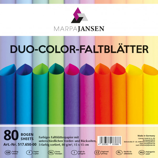 Duo-Color-Faltblätter 15x15 cm, 80 Blatt