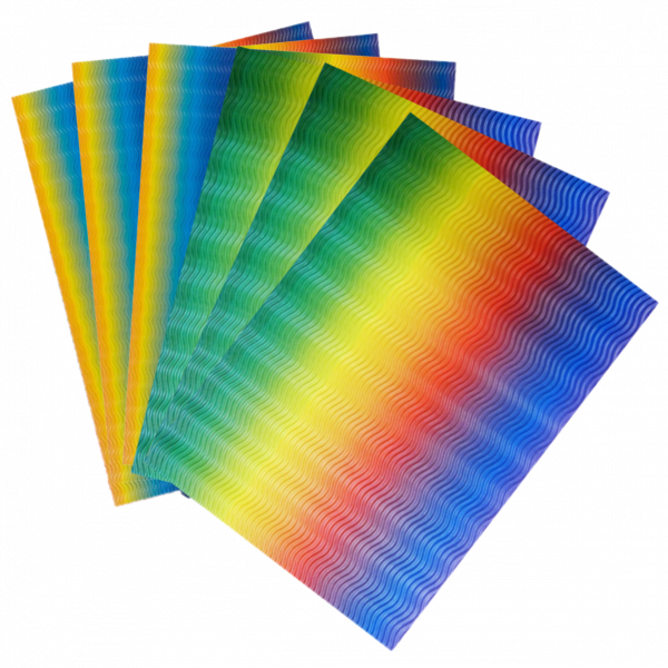 3D-Regenbogen-Wellpappe 50 x 70 cm -EINZELBOGEN-