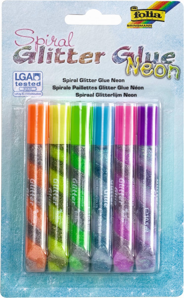 Spiral-Glitter-Glue neon 6 Stück